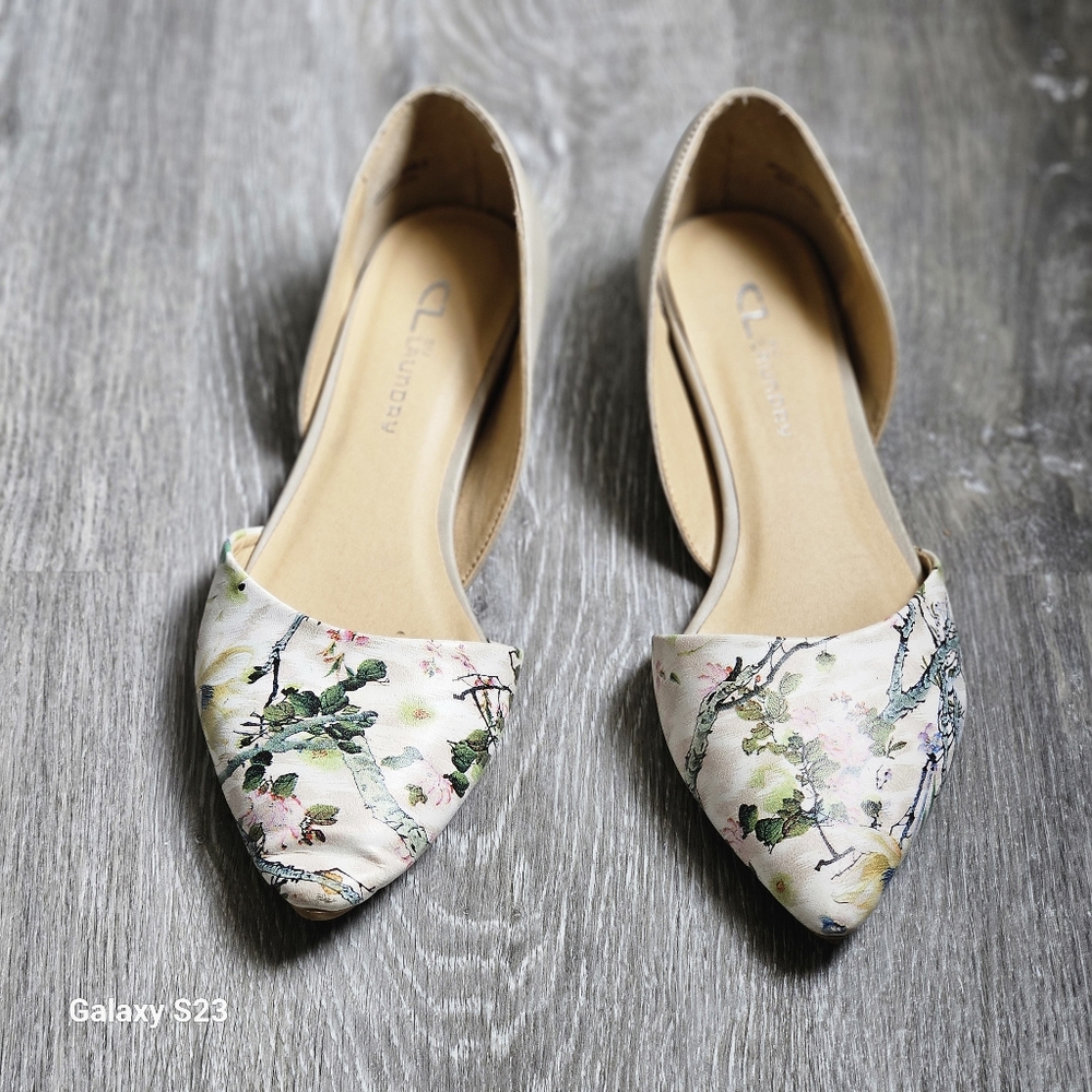 CL by Laundry Floral Pointed-toe Flats Slip-ons Shoes Womens 8 - Picture 2 of 6